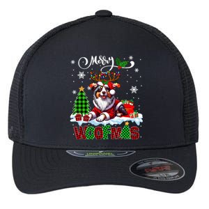 Merry Christmas Woof Australian Shepherd Cosplay Santa Cute Gift Flexfit Unipanel Trucker Cap