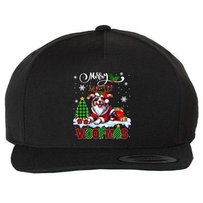 Merry Christmas Woof Australian Shepherd Cosplay Santa Cute Gift Wool Snapback Cap