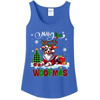 Merry Christmas Woof Australian Shepherd Cosplay Santa Cute Gift Ladies Essential Tank