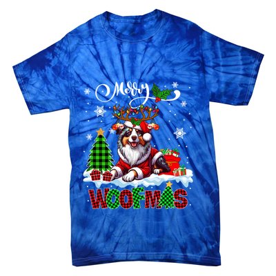 Merry Christmas Woof Australian Shepherd Cosplay Santa Cute Gift Tie-Dye T-Shirt