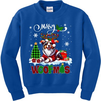 Merry Christmas Woof Australian Shepherd Cosplay Santa Cute Gift Kids Sweatshirt