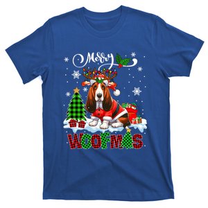 Merry Christmas Woof Basset Hound Cosplay Santa Reindeer Gift T-Shirt