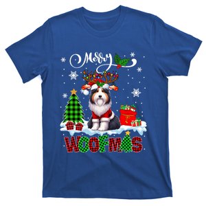 Merry Christmas Woof Bearded Collie Cosplay Santa Reindeer Gift T-Shirt