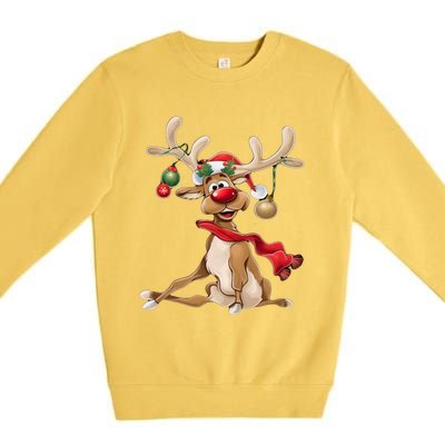 Merry Christmas Women Gifts For Him Funny Reindeer Premium Crewneck Sweatshirt