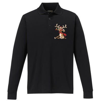 Merry Christmas Women Gifts For Him Funny Reindeer Performance Long Sleeve Polo