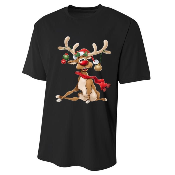 Merry Christmas Women Gifts For Him Funny Reindeer Performance Sprint T-Shirt