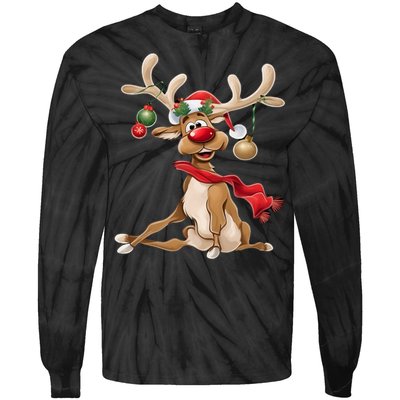 Merry Christmas Women Gifts For Him Funny Reindeer Tie-Dye Long Sleeve Shirt