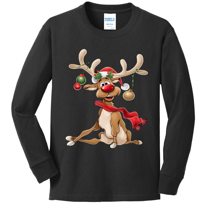 Merry Christmas Women Gifts For Him Funny Reindeer Kids Long Sleeve Shirt