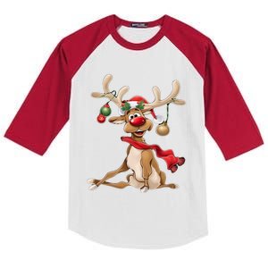 Merry Christmas Women Gifts For Him Funny Reindeer Kids Colorblock Raglan Jersey