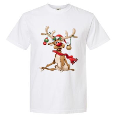 Merry Christmas Women Gifts For Him Funny Reindeer Garment-Dyed Heavyweight T-Shirt