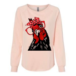 Mother Chicken With Bandana Headband And Glasses Womens California Wash Sweatshirt