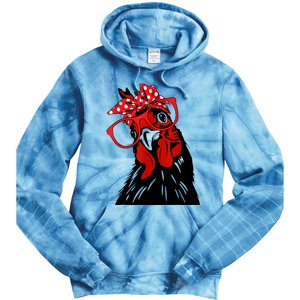 Mother Chicken With Bandana Headband And Glasses Tie Dye Hoodie