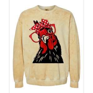 Mother Chicken With Bandana Headband And Glasses Colorblast Crewneck Sweatshirt