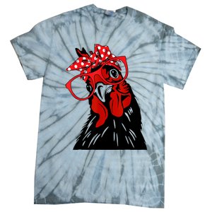 Mother Chicken With Bandana Headband And Glasses Tie-Dye T-Shirt