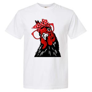 Mother Chicken With Bandana Headband And Glasses Garment-Dyed Heavyweight T-Shirt