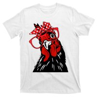 Mother Chicken With Bandana Headband And Glasses T-Shirt