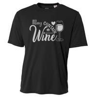 May Contain Wine Funny Wine Lover Gift For Her Cooling Performance Crew T-Shirt