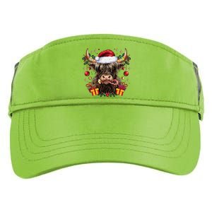 Mooey Christmas Western Howdy Highland Cow Lover Santa Xmas Adult Drive Performance Visor