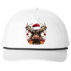 Mooey Christmas Western Howdy Highland Cow Lover Santa Xmas Snapback Five-Panel Rope Hat