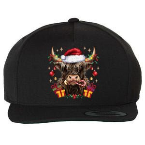 Mooey Christmas Western Howdy Highland Cow Lover Santa Xmas Wool Snapback Cap