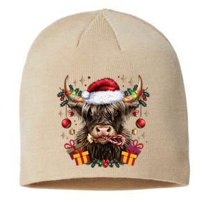 Mooey Christmas Western Howdy Highland Cow Lover Santa Xmas Sustainable Beanie