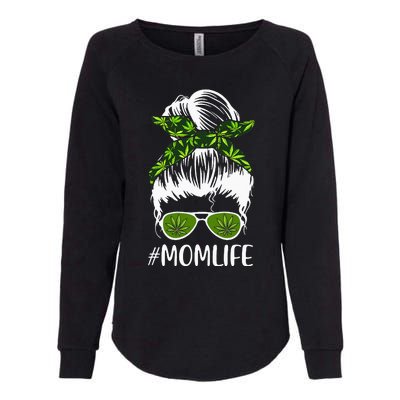 Mom Cannabis Weed Mom Lady Messy Bun Mother's Day Womens California Wash Sweatshirt