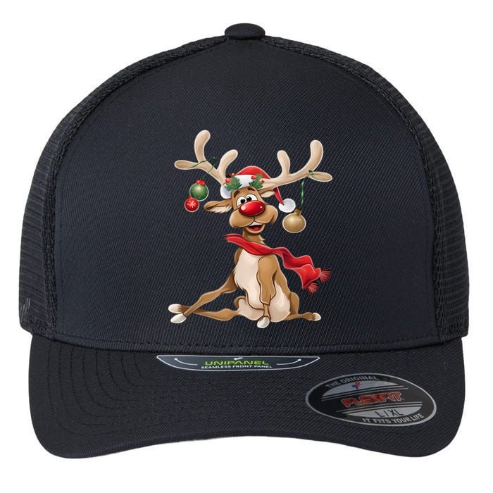 Merry Christmas Women Gifts For Him Funny Reindeer Flexfit Unipanel Trucker Cap