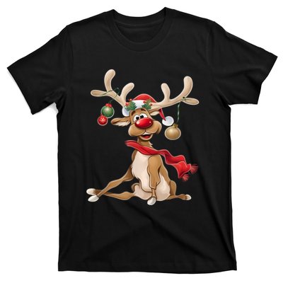 Merry Christmas Women Gifts For Him Funny Reindeer T-Shirt