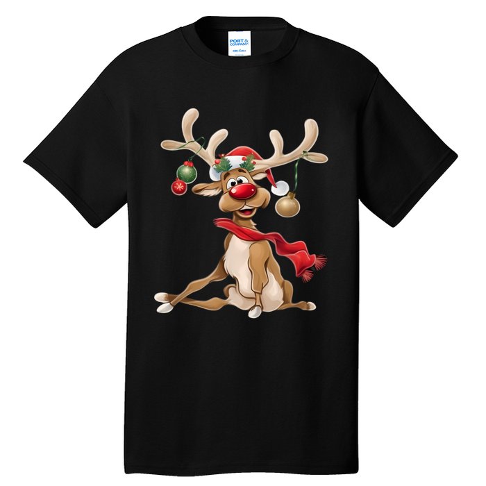 Merry Christmas Women Gifts For Him Funny Reindeer Tall T-Shirt