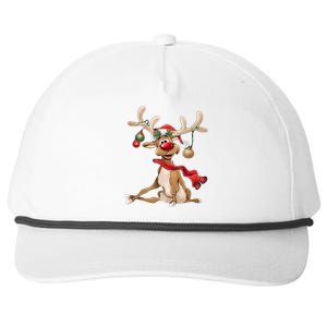 Merry Christmas Women Gifts For Him Funny Reindeer Snapback Five-Panel Rope Hat