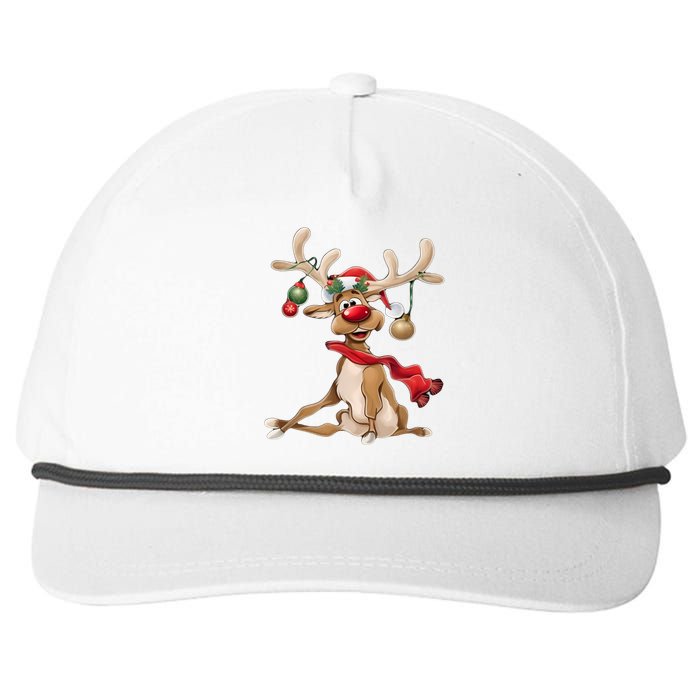 Merry Christmas Women Gifts For Him Funny Reindeer Snapback Five-Panel Rope Hat