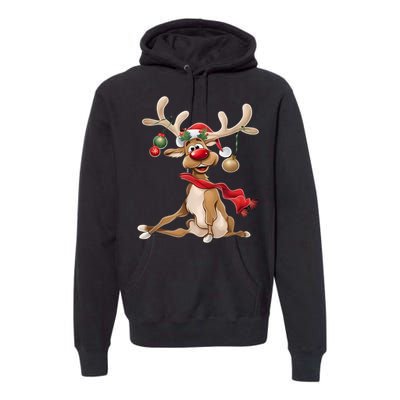 Merry Christmas Women Gifts For Him Funny Reindeer Premium Hoodie