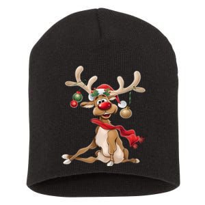 Merry Christmas Women Gifts For Him Funny Reindeer Short Acrylic Beanie