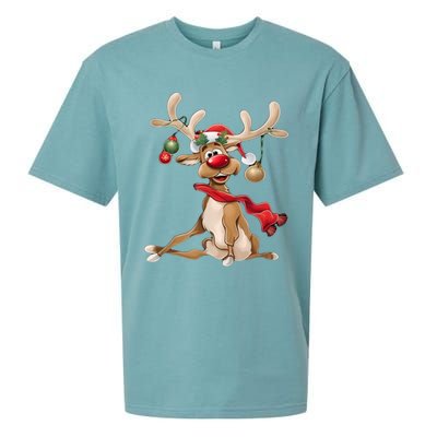 Merry Christmas Women Gifts For Him Funny Reindeer Sueded Cloud Jersey T-Shirt