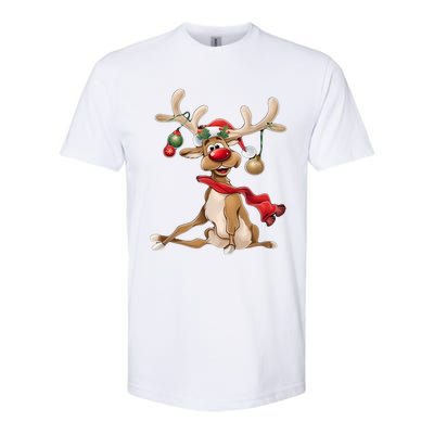 Merry Christmas Women Gifts For Him Funny Reindeer Softstyle CVC T-Shirt