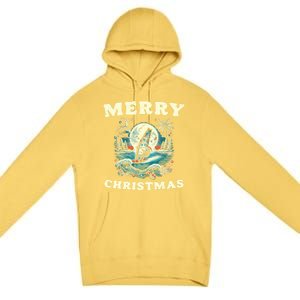 Merry Christmas Windsurfing Holiday Scene Cute Gift Premium Pullover Hoodie