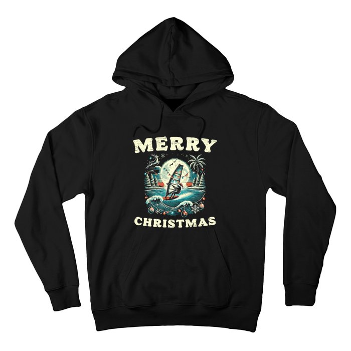 Merry Christmas Windsurfing Holiday Scene Cute Gift Hoodie