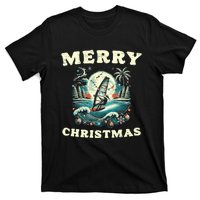 Merry Christmas Windsurfing Holiday Scene Cute Gift T-Shirt