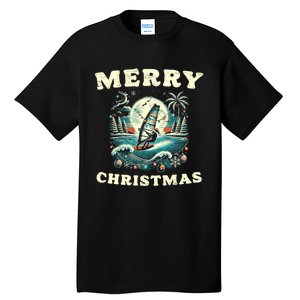 Merry Christmas Windsurfing Holiday Scene Cute Gift Tall T-Shirt