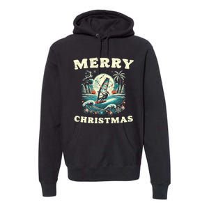 Merry Christmas Windsurfing Holiday Scene Cute Gift Premium Hoodie