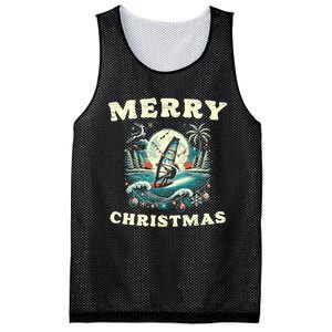 Merry Christmas Windsurfing Holiday Scene Cute Gift Mesh Reversible Basketball Jersey Tank