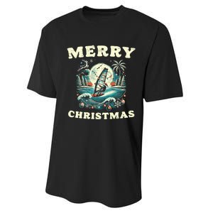 Merry Christmas Windsurfing Holiday Scene Cute Gift Performance Sprint T-Shirt