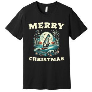 Merry Christmas Windsurfing Holiday Scene Cute Gift Premium T-Shirt