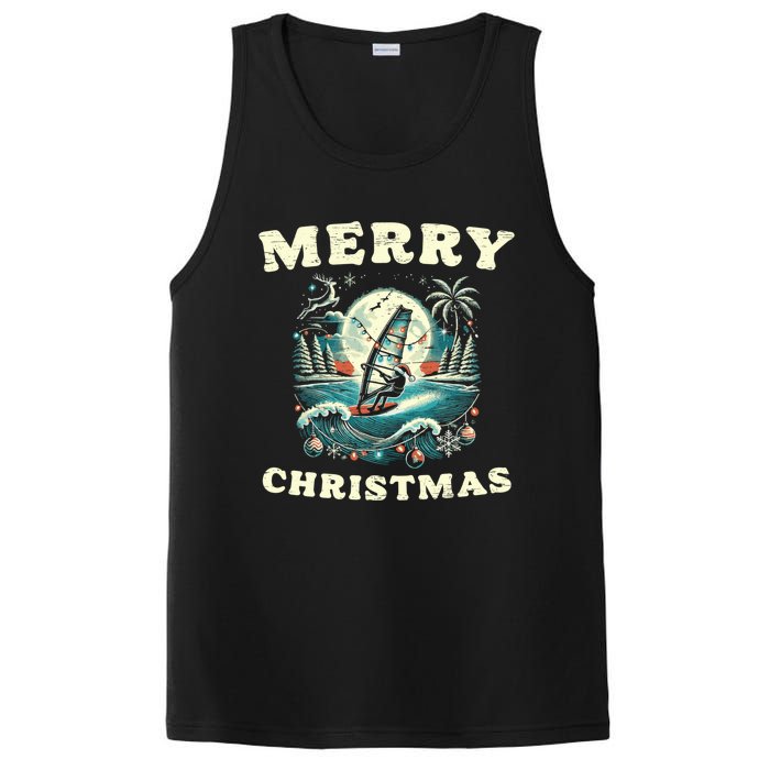 Merry Christmas Windsurfing Holiday Scene Cute Gift PosiCharge Competitor Tank