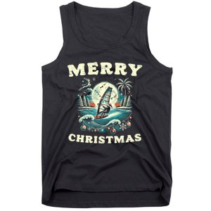 Merry Christmas Windsurfing Holiday Scene Cute Gift Tank Top