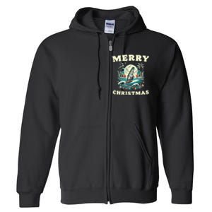 Merry Christmas Windsurfing Holiday Scene Cute Gift Full Zip Hoodie