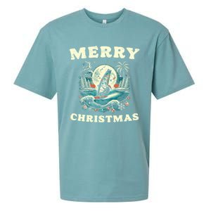 Merry Christmas Windsurfing Holiday Scene Cute Gift Sueded Cloud Jersey T-Shirt