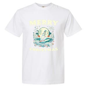 Merry Christmas Windsurfing Holiday Scene Cute Gift Garment-Dyed Heavyweight T-Shirt