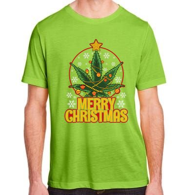 Merry Christmas Weed Marijuana Leaf Christmas Tree Pot Leaf Gift Adult ChromaSoft Performance T-Shirt