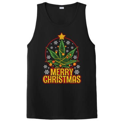 Merry Christmas Weed Marijuana Leaf Christmas Tree Pot Leaf Gift PosiCharge Competitor Tank